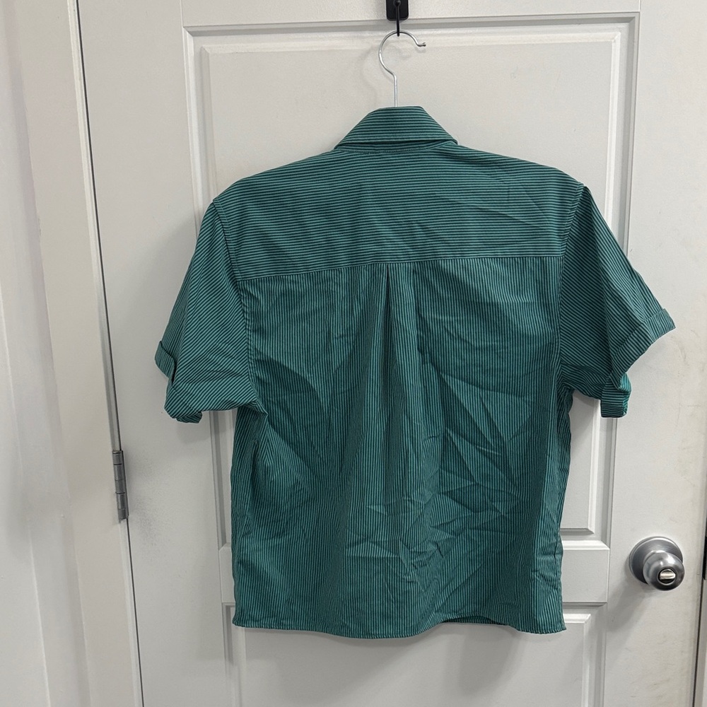 DIXXON Green and White Striped Casual Button‎ Down Shirt - Picture 3 of 3